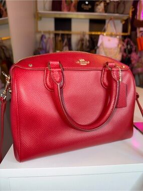 Coach Bennett Satchel True Red Crossgrain Leather Crossbody Bag handbag